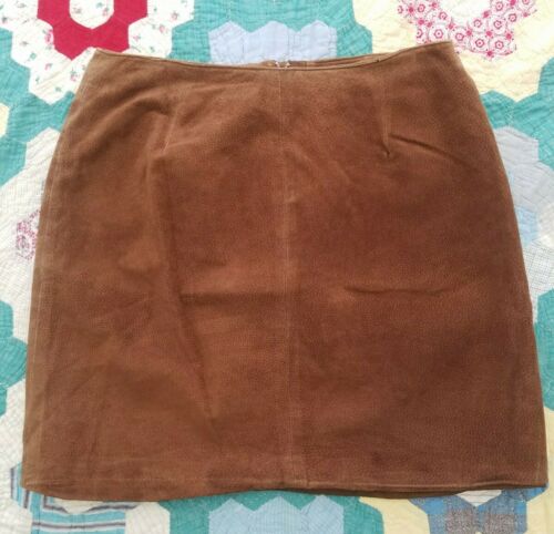 Vintage Marsh Landing Women's Cognac Brown Suede Soft Leather Mini Skirt 12 - Fresh Stock Dated February 2026