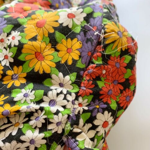 Vintage 60s Flower Power Floral Mod Hippie Quilted Long Skirt Flower Psychedelic - Fresh Stock Dated February 2026