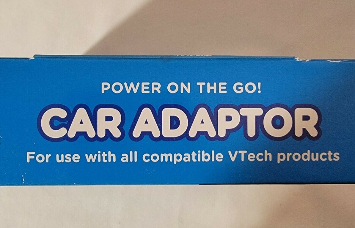 Vtech Car Adaptor Power On The Go   Extra Long Cord  NIB - Fresh Stock Dated February 2026