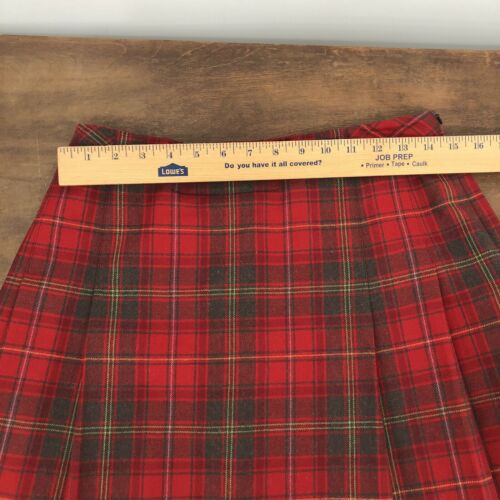 Vintage Pendleton 100% Virgin Wool Red Gray Plaid Pleated Skirt Size 8 Petite - Fresh Stock Dated February 2026