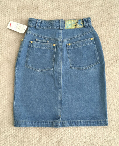 NWT Vtg 80s Mondi Denim Skirt Embellished Jewelled Bedazzled Dead Stock Size 40 - Fresh Stock Dated February 2026