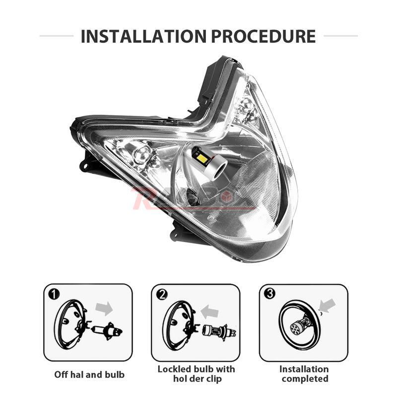 H4 9003 LED Motorcycle Headlight Bulb Hi/Low Beam White W/ Blue Angel Eyes Halo - Fresh Stock Dated February 2026