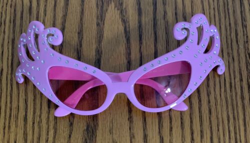 Pink Curled~Jeweled Mardi Gras Carnival Style Novelty Costume Eye Glasses - Fresh Stock Dated February 2026