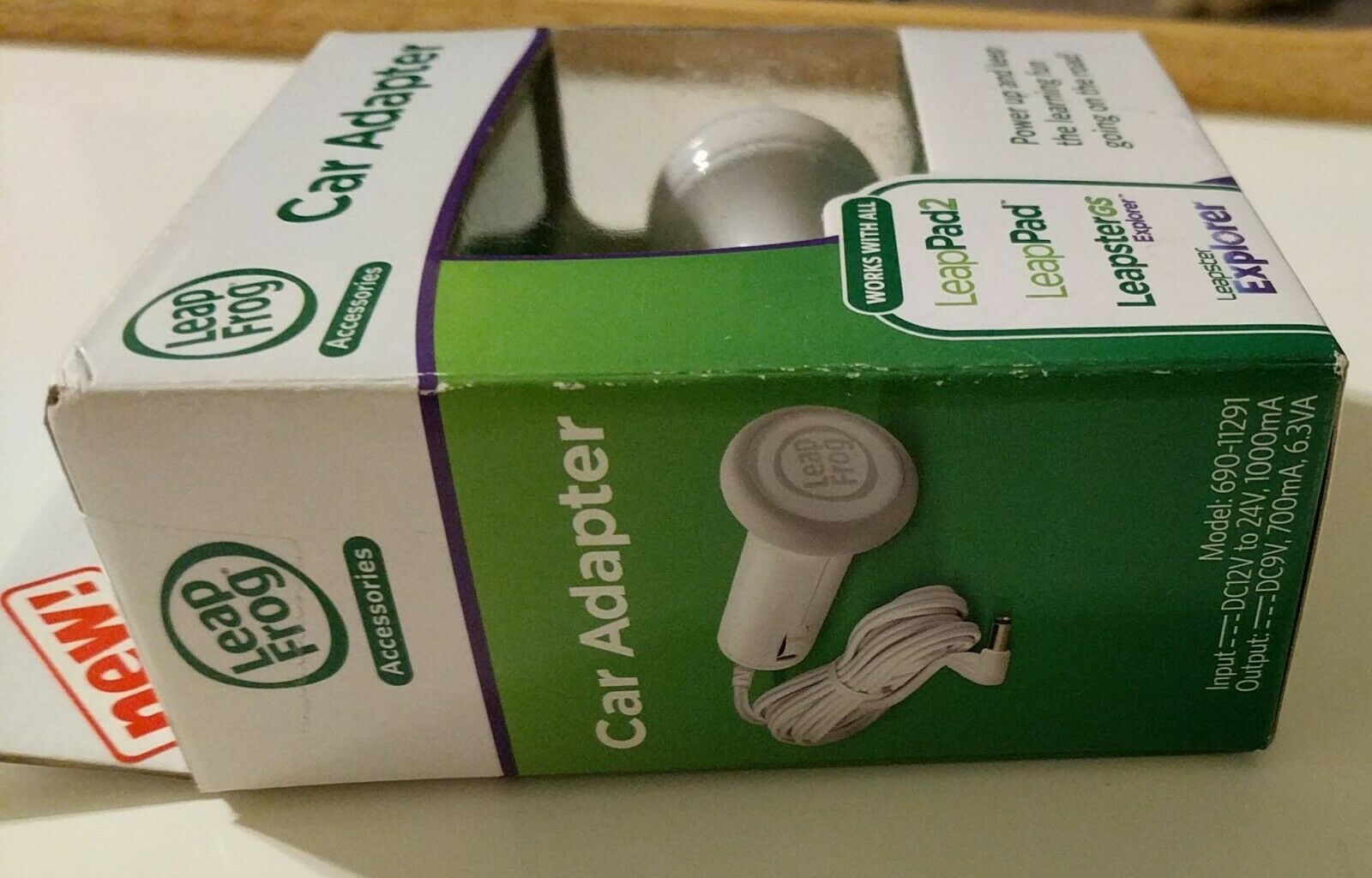 LEAP FROG LEAPPAD2, LEAPSTERGS,LEAPSTER EXPLORER-CAR ADAPT. CABLE-W/6ft Cord NIB - Fresh Stock Dated December 2025