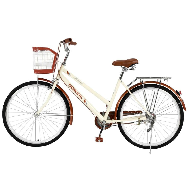 26 Inch Beach Cruiser Bike Women's Commuters Bicycle with Basket and Rear Rack - Fresh Stock Dated February 2026