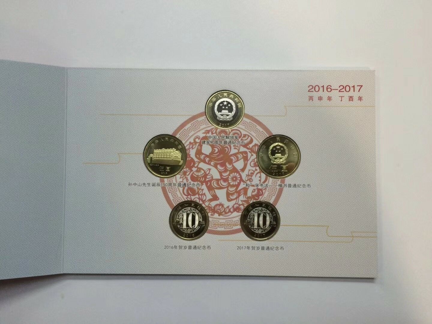 China 2016-2017 Commemorative Coins Set - Complete 5 coins in Folder - Fresh Stock Dated February 2026