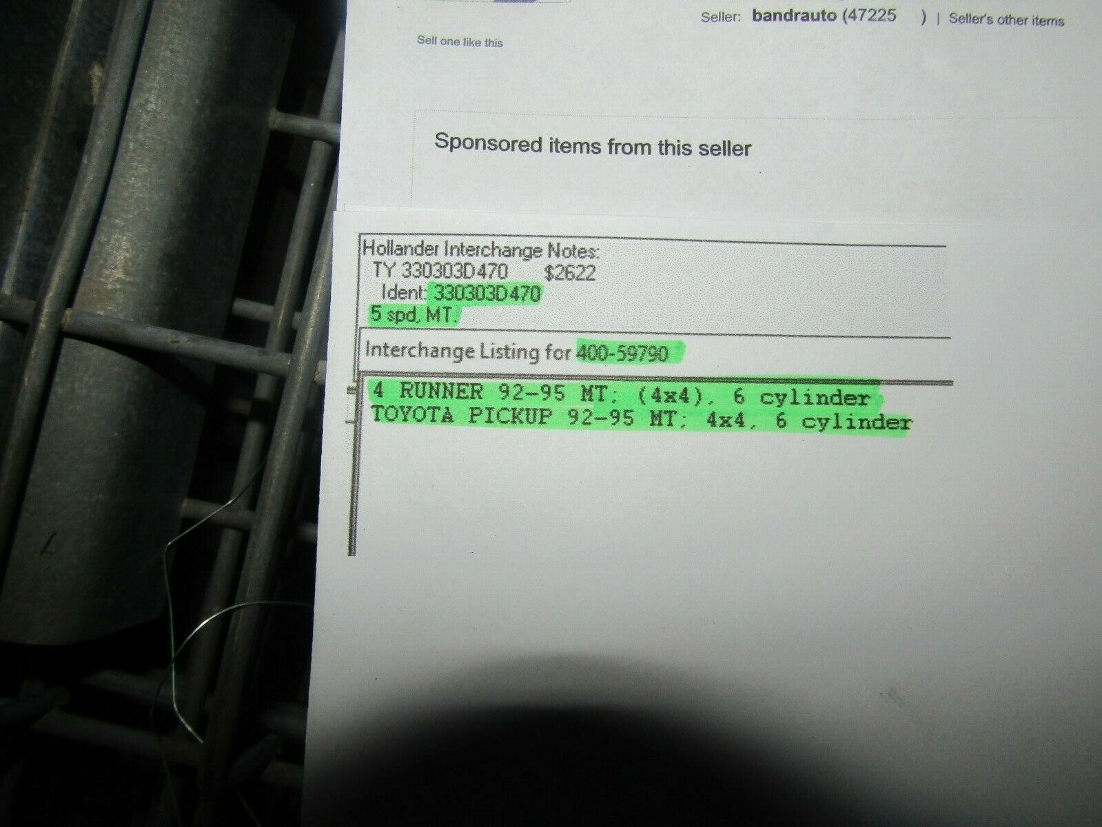 Manual Transmission 5 SPEED 4WD 6 CYLINDER FITS 92-95 4 RUNNER 400-59790 - Fresh Stock Dated February 2026