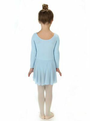 Elowel Big Girls Light Blue Ruffle Long Sleeve Skirted Leotard 12-14 - Fresh Stock Dated December 2025