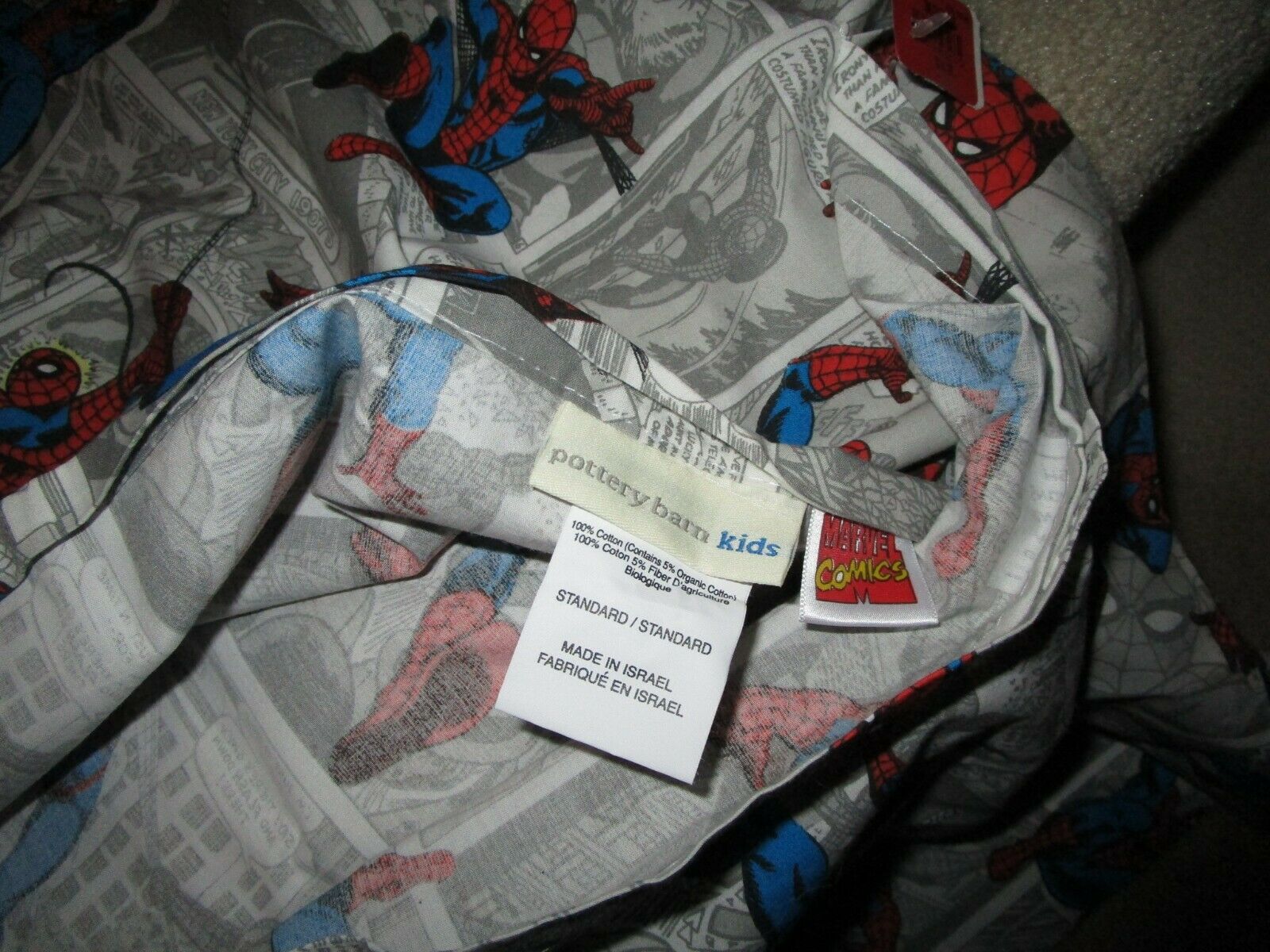NEW POTTERY BARN KIDS SPIDERMAN 24 X 30 PILLOW COVER - Fresh Stock Dated December 2025