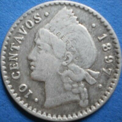 DOMINICAN REPUBLIC 10 CENTAVOS 1897 SILVER Dominicana Dominikanische Dominicaine - Fresh Stock Dated February 2026