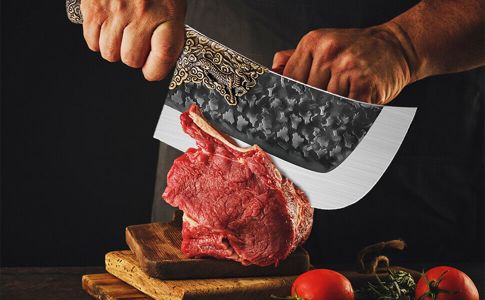 Kitchen Knife Chef Cutlery Steak  Professional Cleaver Butcher Sharp Meat Knives - Fresh Stock Dated December 2025