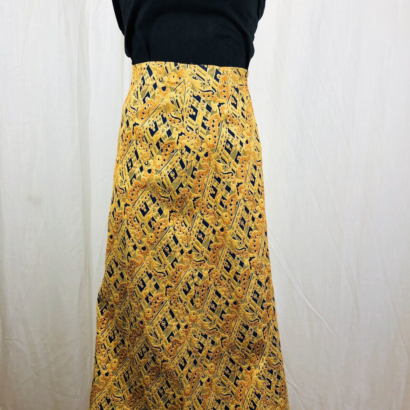 Vintage Brocade Maxi Long Skirt Gold Tone Women’s Size Small XS - Fresh Stock Dated March 2026