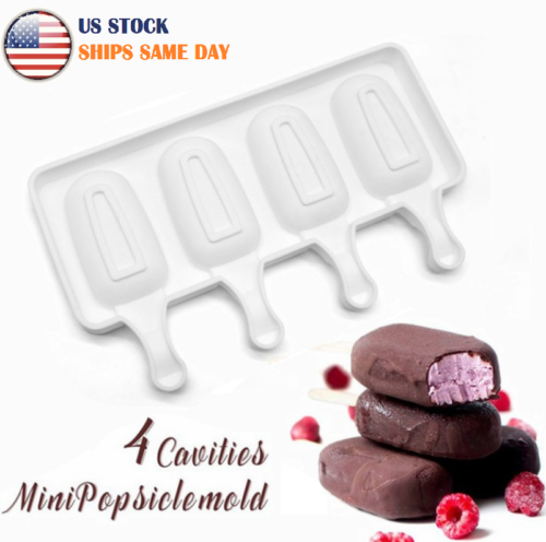 4 Cell Popsicle Mold Silicone DIY Frozen Ice Cream Mold Ice Pop Maker For DIY US - Fresh Stock Dated February 2026