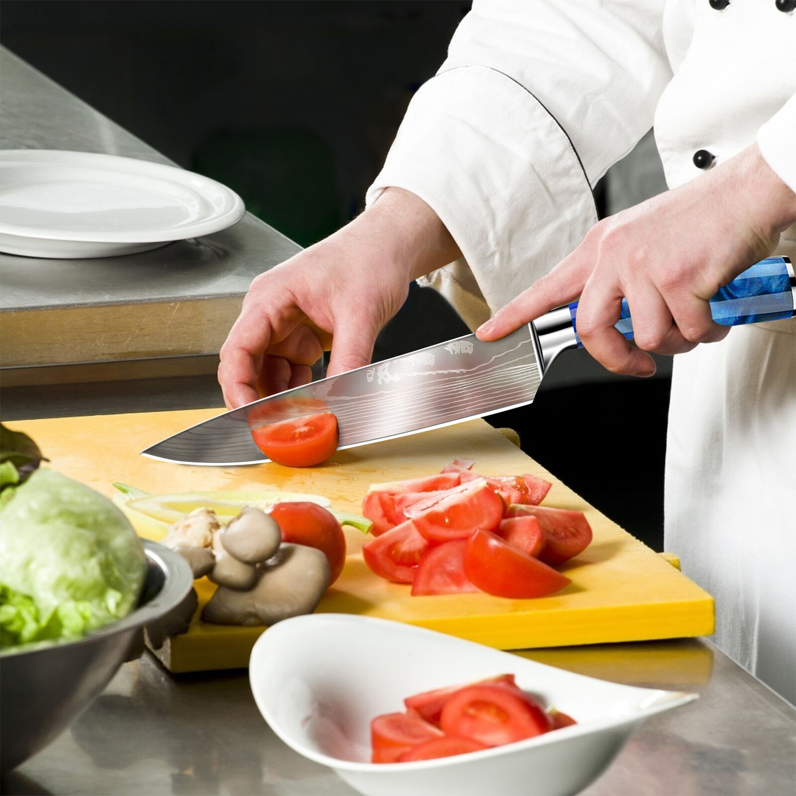 Kitchen Knife Set Japanese Damascus Pattern Chef Knives Stainless Steel Cleaver - Fresh Stock Dated February 2026