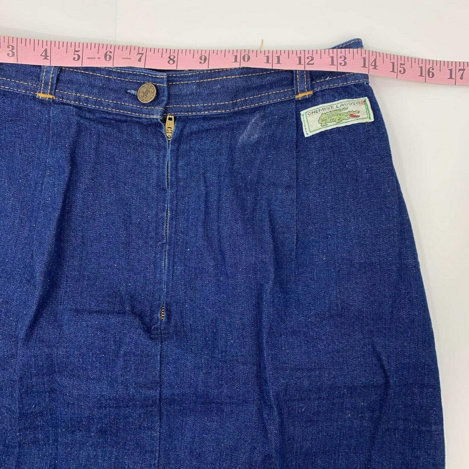 Vintage 80s Denim A line Jean Skirt by Lacoste Size L Large Blue Streetwear - Fresh Stock Dated February 2026