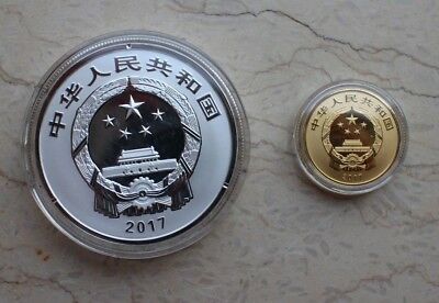 China 2017 Gold and Silver Coins Set-Chinese Auspicious Culture-Wu Fu Gong Shou - Fresh Stock Dated February 2026