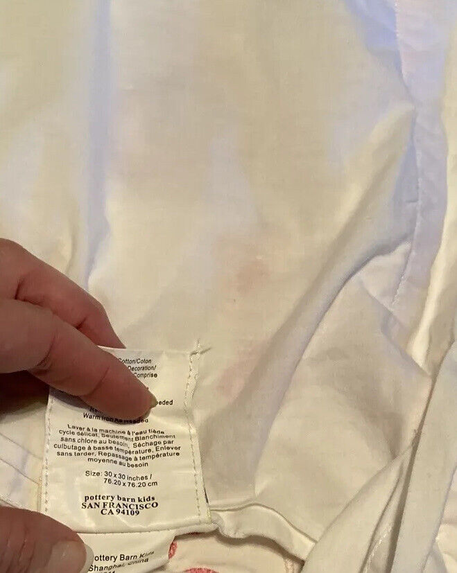 Pottery Barn Kids Pink Bird Embroidered Euro Shams , Two - Fresh Stock Dated February 2026