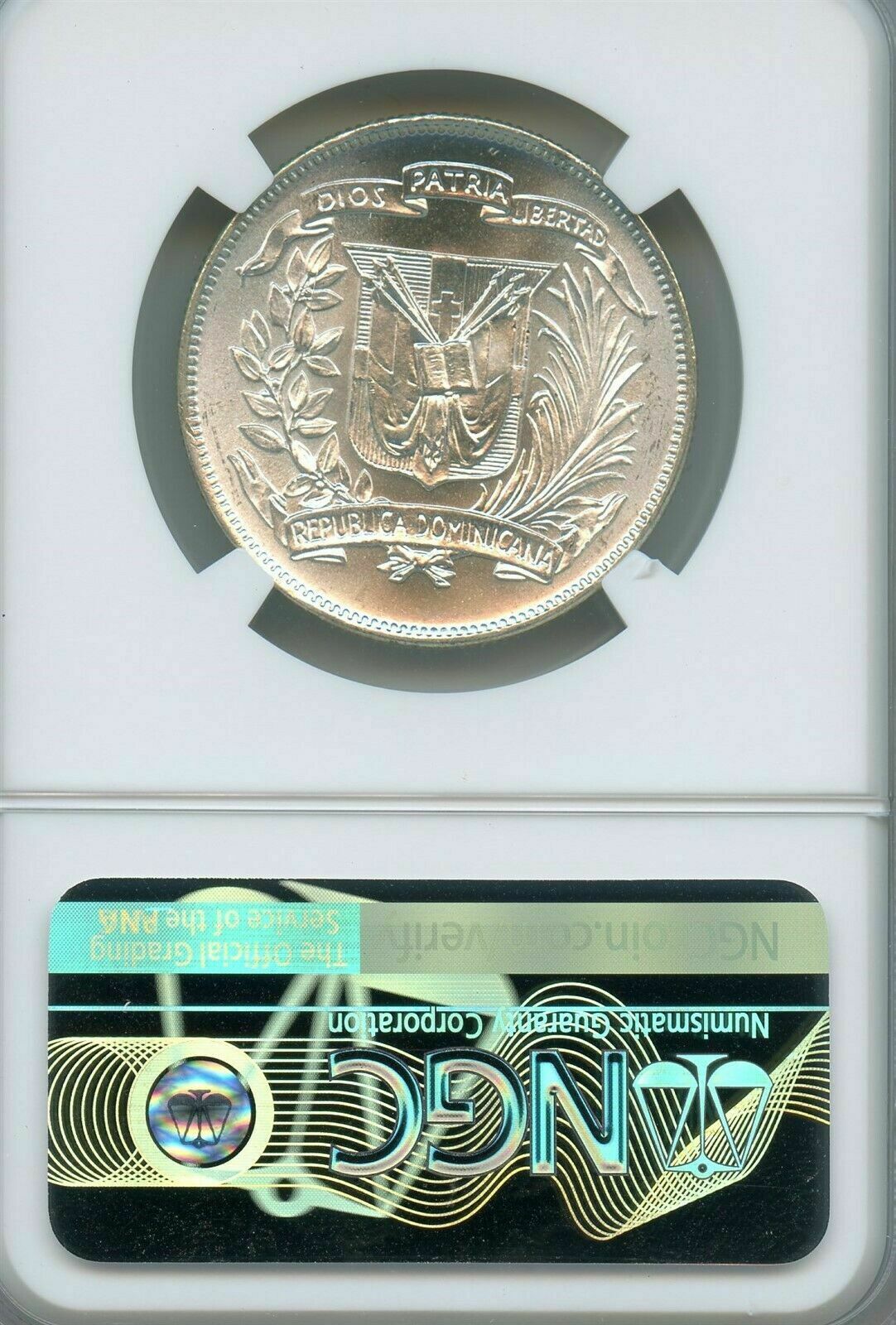 1961 Dominican Republic ½ Peso - NGC MS 64 (scar face) - Fresh Stock Dated February 2026