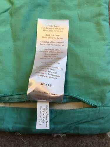 Pottery Barn Teen 12 X 12 Pillow Sham - Fresh Stock Dated December 2025