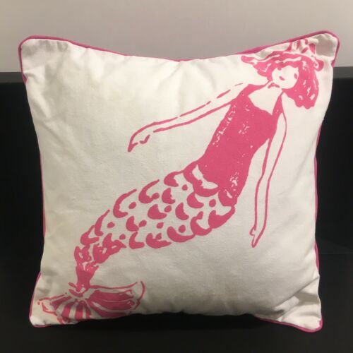 Pottery Barn Kids Pink & White Mermaid Sirene Pillow SHAM 16 x 16 Cover & Insert - Fresh Stock Dated December 2025