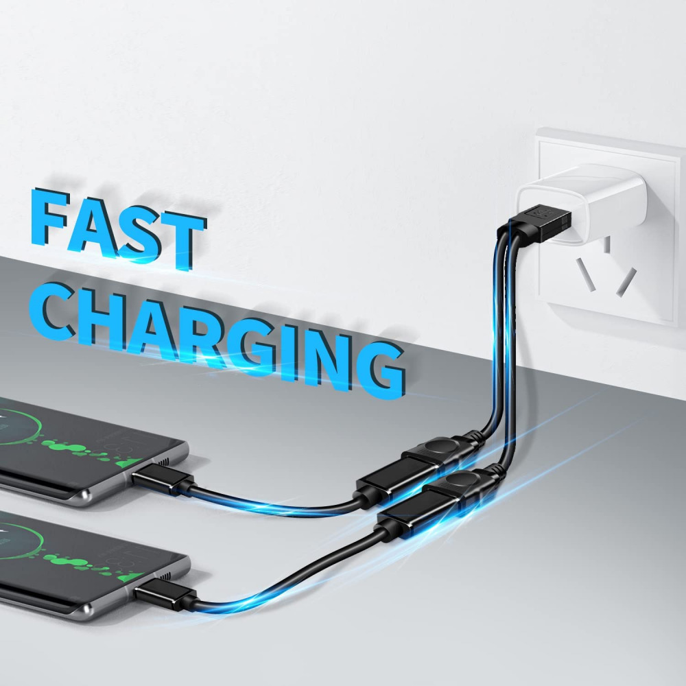 USB Male to Dual Female Cable, Data Charger Double Port Extender, Y... - Fresh Stock Dated February 2026
