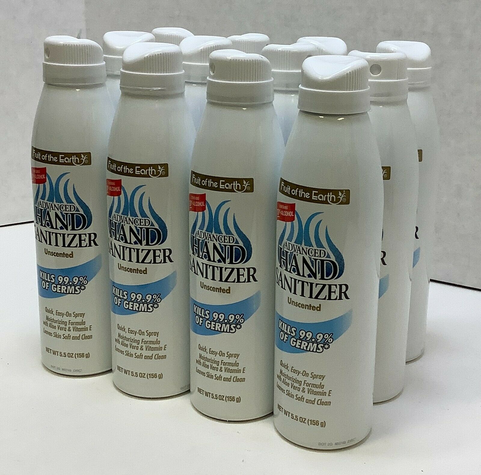 Fruit Of The Earth Hand Sanitizer 70% Ethyl Alcohol, Unscented, 5.5oz, 12 Pack - Fresh Stock Dated February 2026