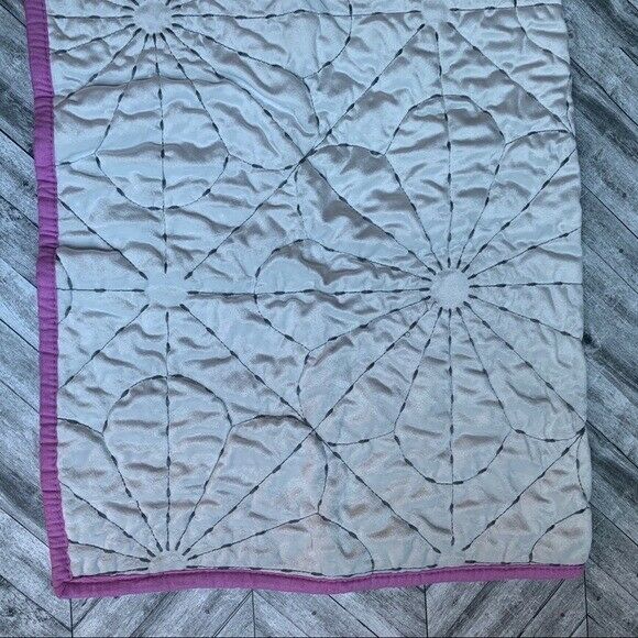 Pillowfort Purple Gray Floral Quilted Velvet Stitch Pillow Sham - Fresh Stock Dated December 2025