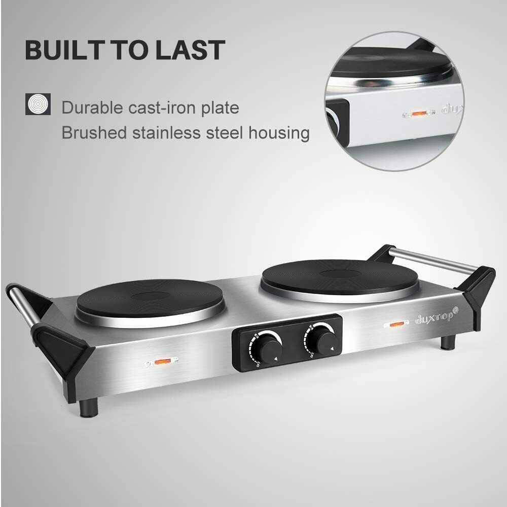 Hot Plate, Portable Electric Cooktop Cast Tron Stovetop, Stainless Steel - Fresh Stock Dated December 2025