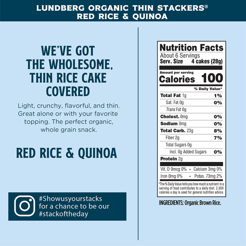 Lundberg Organic Thin Stackers, Whole Grain Brown Rice, Red Rice & Quinoa, 6 Oun - Fresh Stock Dated December 2025