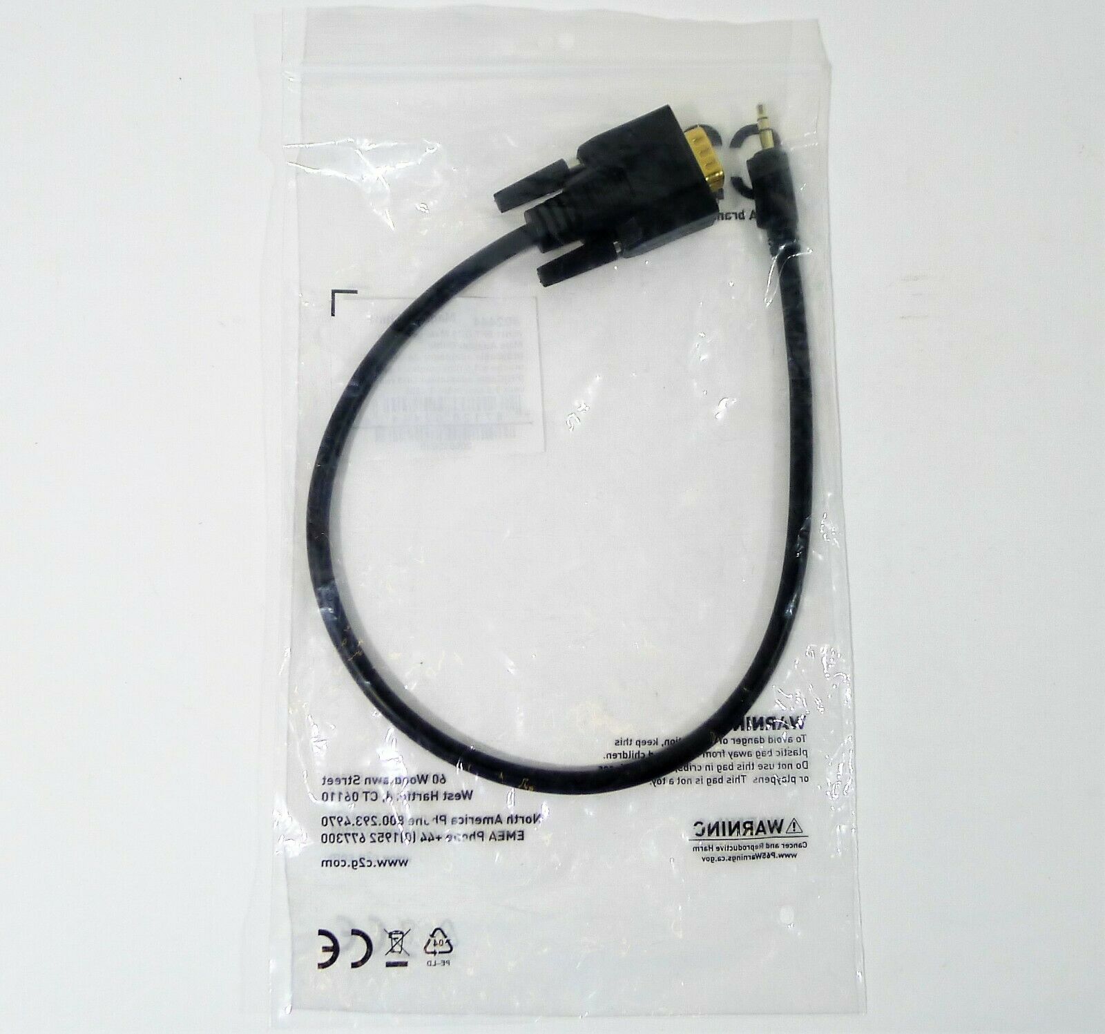 C2G Black Velocity DB9 Male to 3.5mm Male Serial RS232 Adapter Cable 1.5ft 02444 - Fresh Stock Dated February 2026