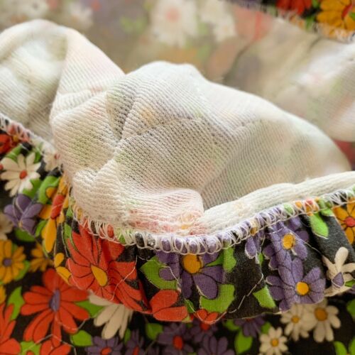 Vintage 60s Flower Power Floral Mod Hippie Quilted Long Skirt Flower Psychedelic - Fresh Stock Dated February 2026