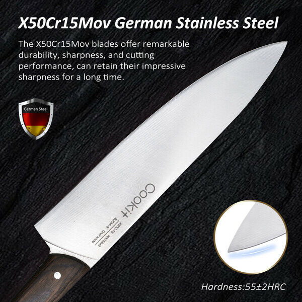 15pcs Kitchen Knives Set Stainless Steel Chef Scissors Steak Damascus Pattern US - Fresh Stock Dated January 2026