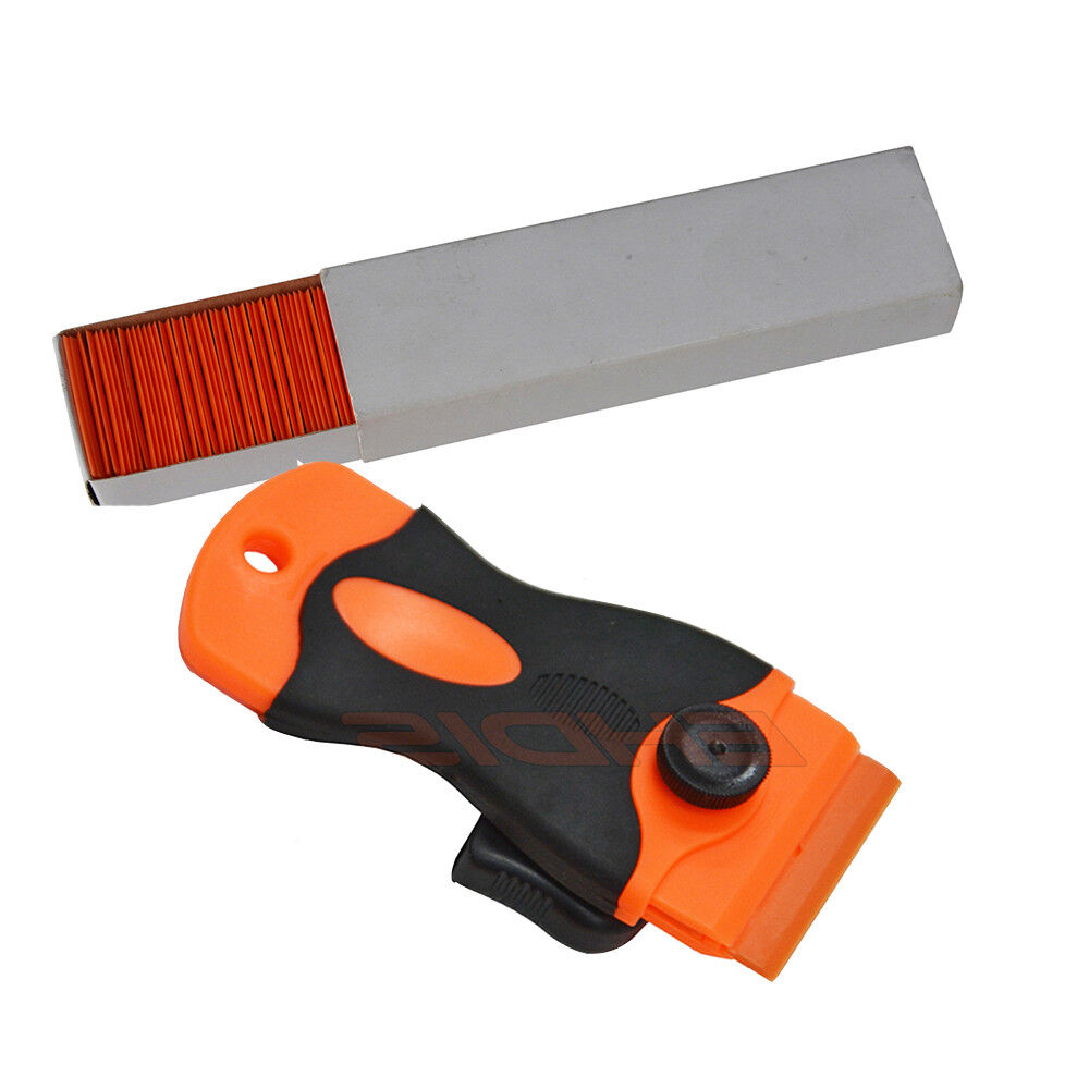 Car Offroad 100 Pcs Plastic Double Edged Razor Blades & 2 Pc Scraper Removal Kit - Fresh Stock Dated February 2026