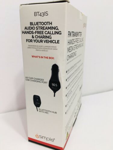 iSimple Bluetooth FM Transmitter Modulator BT43is Hands Free Calling And Charger - Fresh Stock Dated February 2026