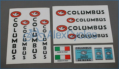 Bicycle Columbus GENIUS DE ROSA Custom BUTTED Frame & Fork Decals Stickers Set - Fresh Stock Dated December 2025