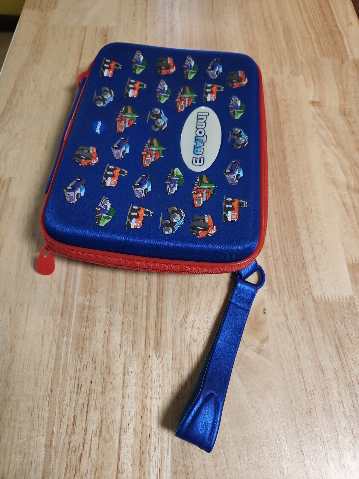 Genuine Vtech InnoTab 3 Zippered Storage Tote Case Blue/Red Trucks - Fresh Stock Dated February 2026
