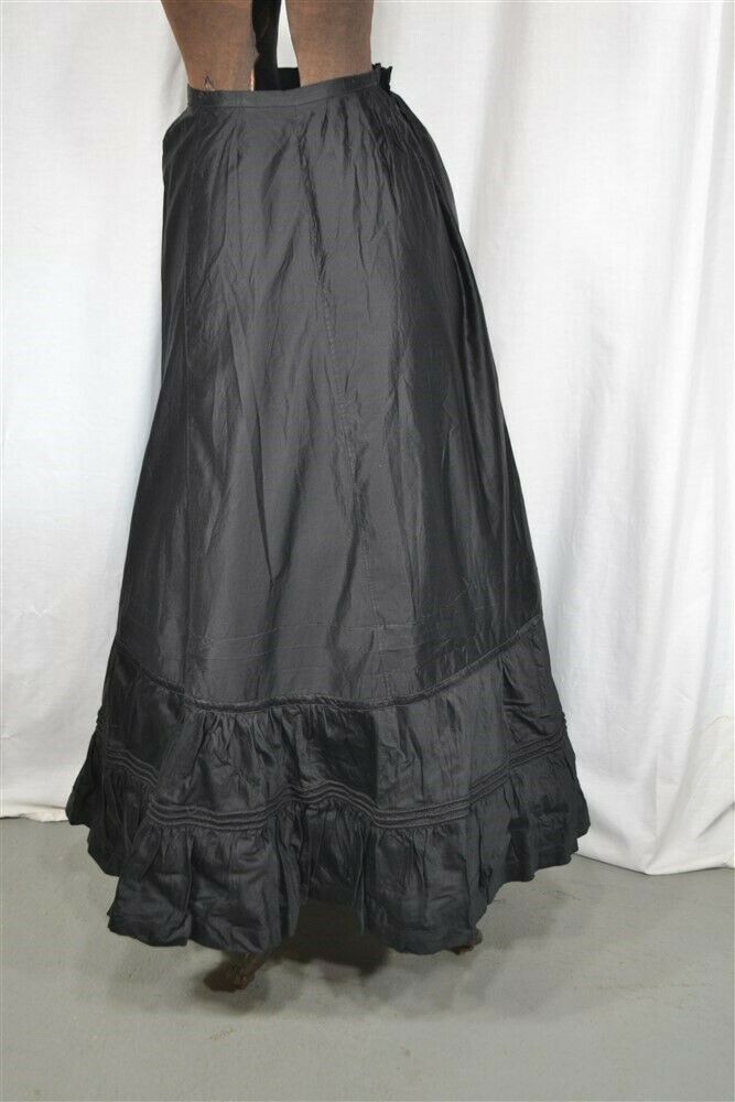 old early period skirt black polish cotton ruffle waist 30 parasol pocket 1880 - Fresh Stock Dated February 2026