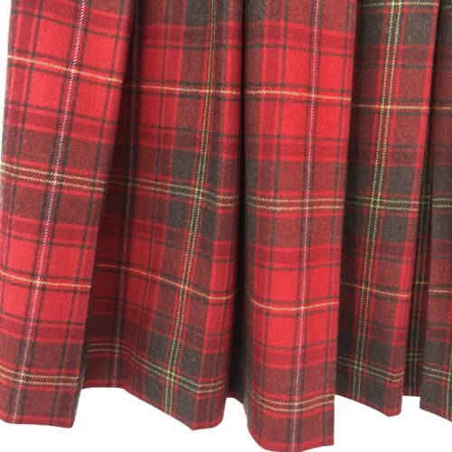 Vintage Pendleton 100% Virgin Wool Red Gray Plaid Pleated Skirt Size 8 Petite - Fresh Stock Dated February 2026