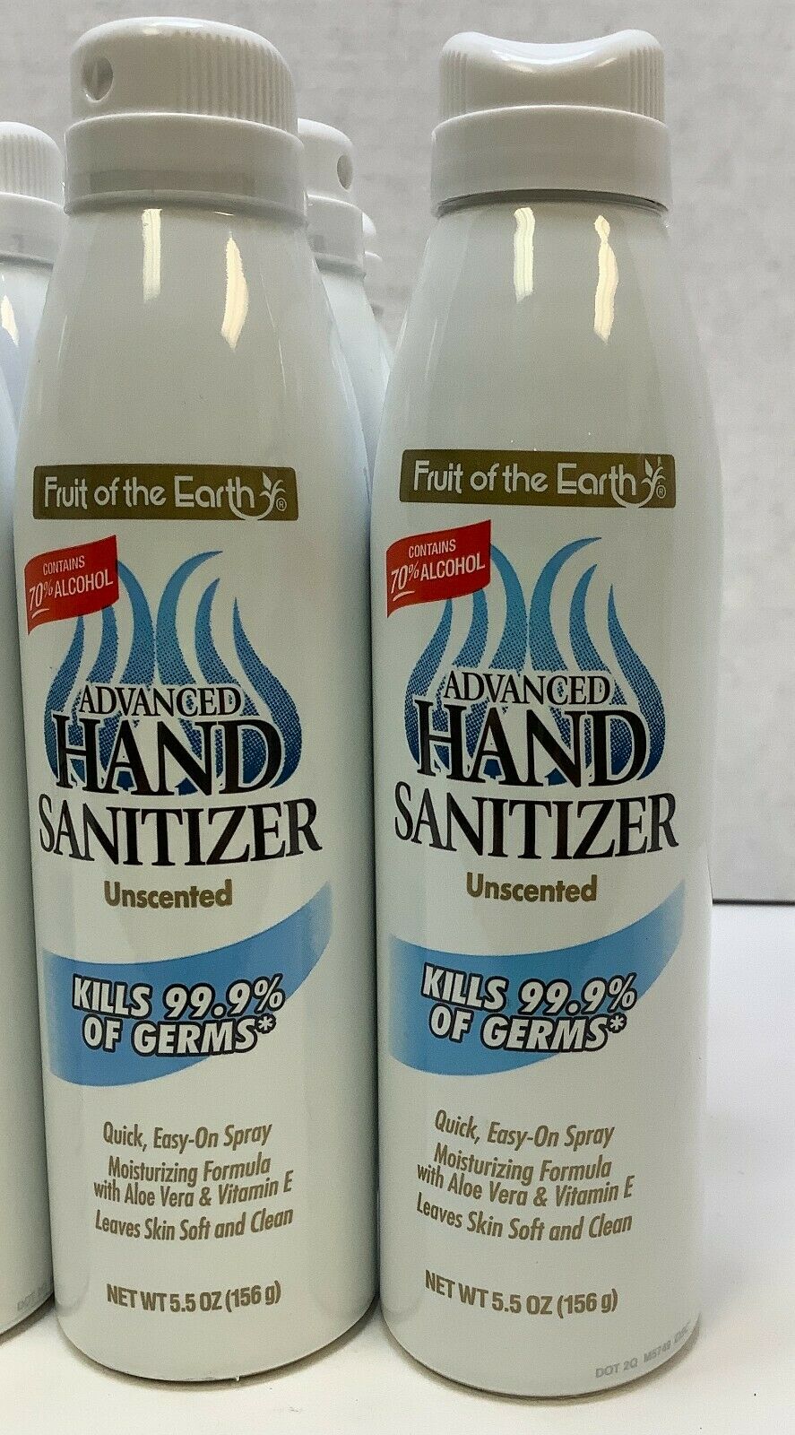 Fruit Of The Earth Hand Sanitizer 70% Ethyl Alcohol, Unscented, 5.5oz, 12 Pack - Fresh Stock Dated February 2026