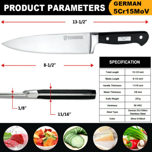 Kitchen Knife Chef Knives 8 inch German High Quality Stainless Steel - Fresh Stock Dated December 2025