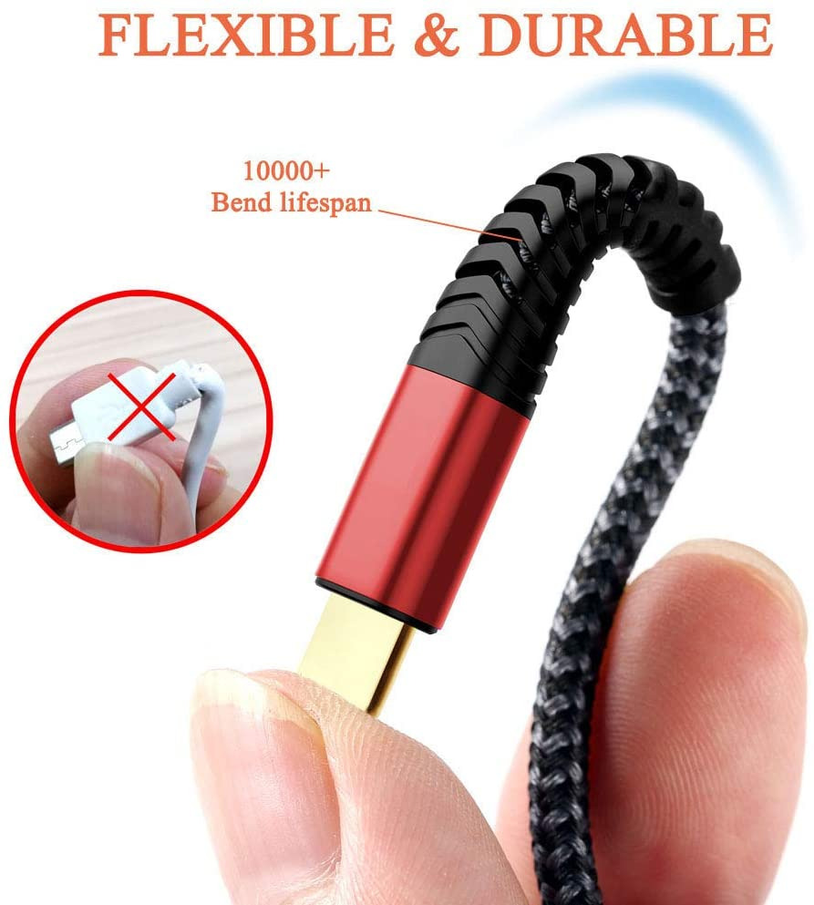 [Upgraded] Multi Charger Cable, 2Pack 6ft Nylon Braided 2Pack-Black Red-6FT - Fresh Stock Dated February 2026