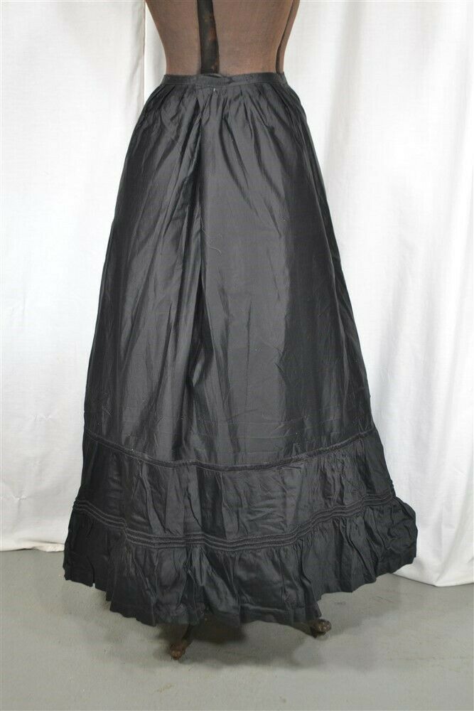 old early period skirt black polish cotton ruffle waist 30 parasol pocket 1880 - Fresh Stock Dated February 2026
