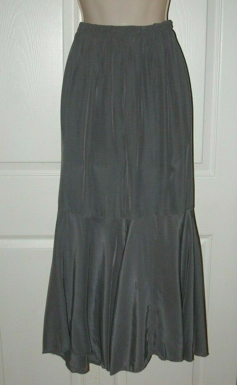 Women’s Size 13/14 Vintage 1920’s Gray Silk Skirt Mermaid Style Slit Front New - Fresh Stock Dated February 2026