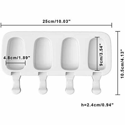 Ozera (Upgraded) 2 Pack Large Popsicle Molds, 4 Cavities Homemade Ice Cake White - Fresh Stock Dated February 2026