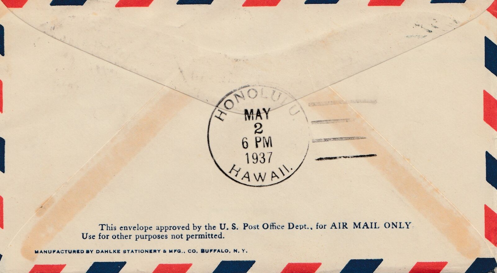 Macau 1937: Air Mail Macau - Honolulu, First Flight, To Buffalo / USA - Fresh Stock Dated February 2026