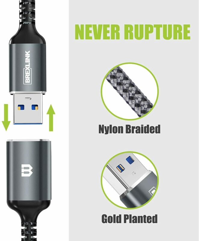 BrexLink 10FT USB 3.0 Extension Cable(2-Pack), A Male to Female 2-Pack - Fresh Stock Dated February 2026