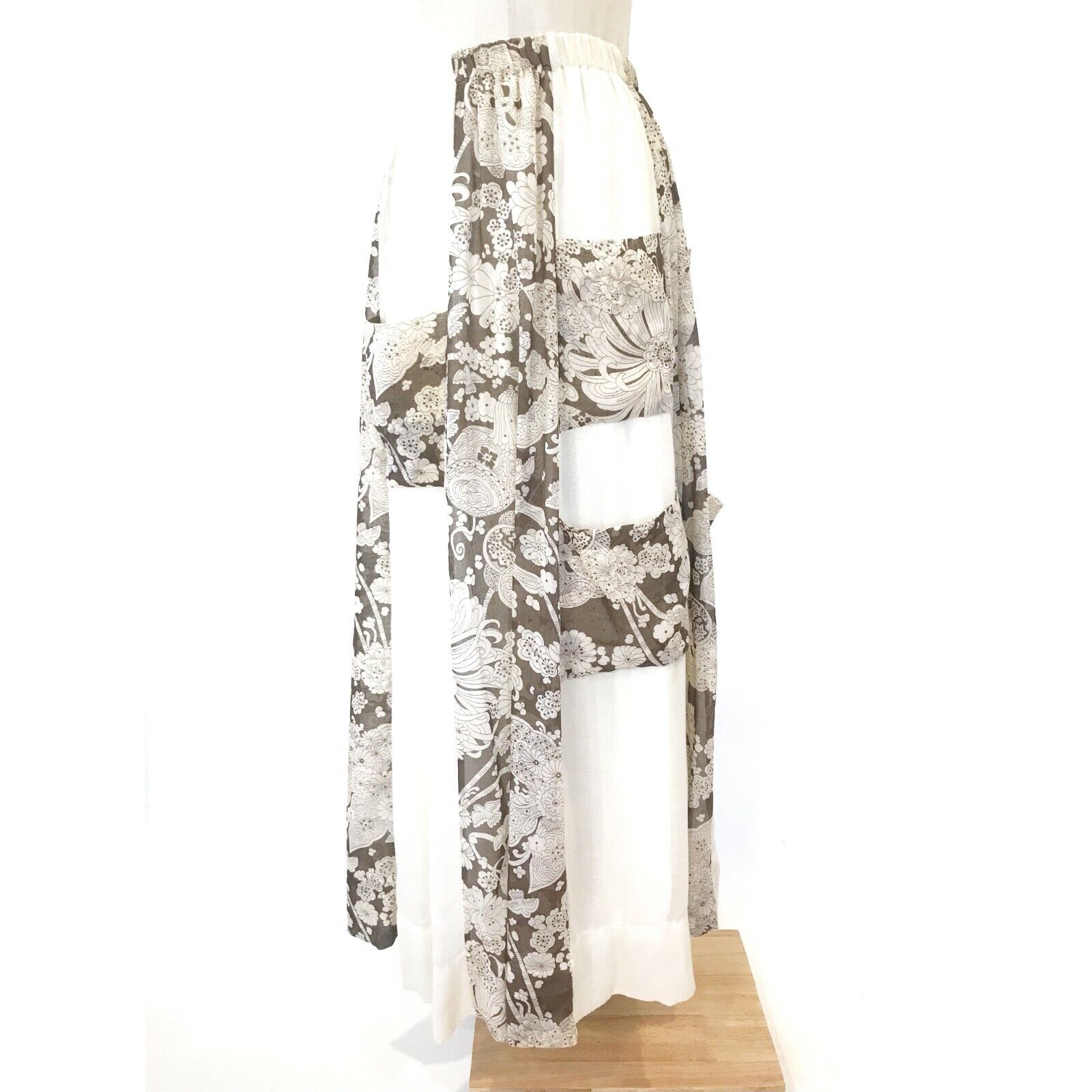 Chessa Davis I.Magnin Vintage Brown Cream Maxi Skirt Full 70's Floral Boho - Fresh Stock Dated March 2026