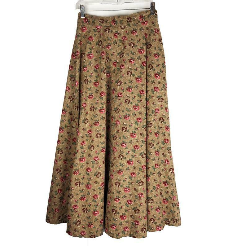 Ralph Lauren Country Vintage Prairie Beige Floral Print Full Skirt 8 - Fresh Stock Dated February 2026