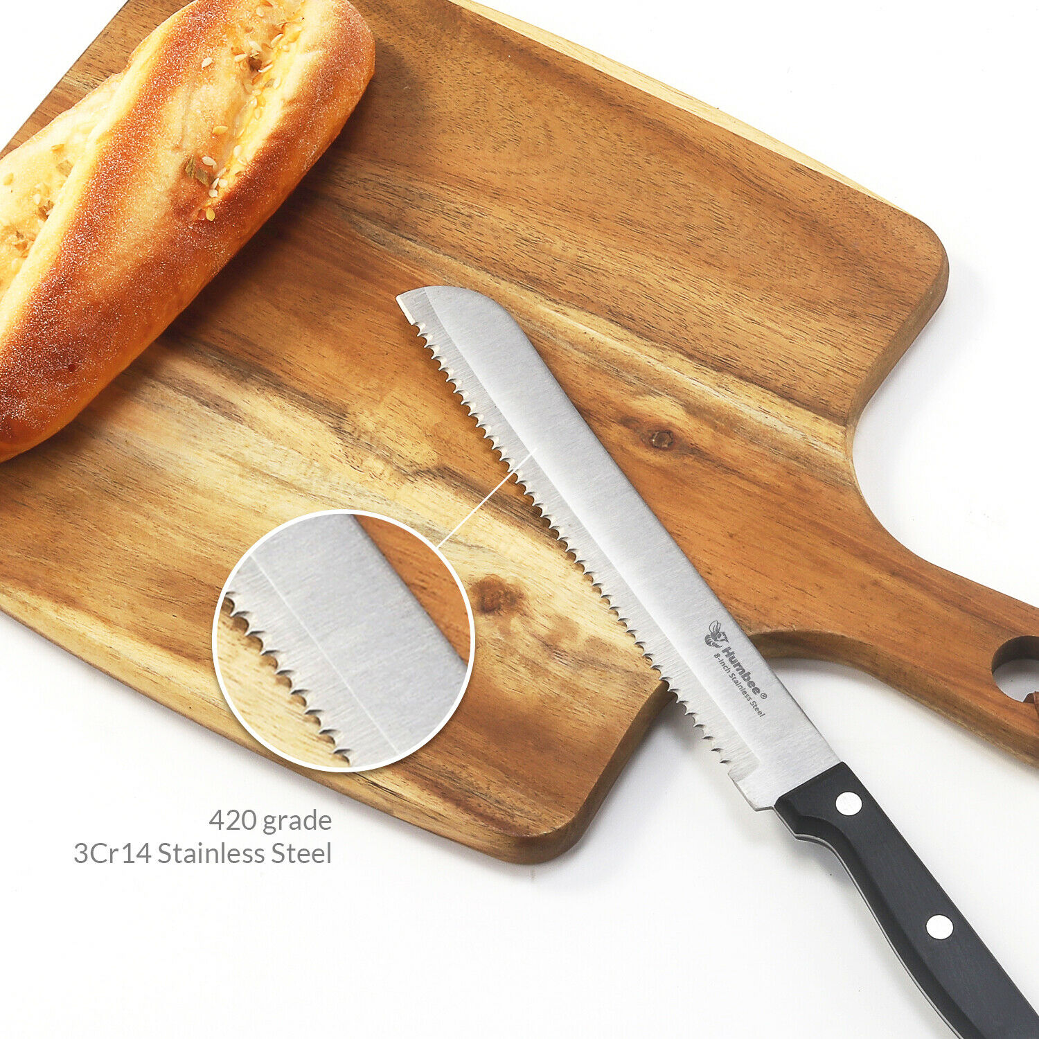 Bread Knife, 8 Inch Stainless Steel Serrated Bread Knife - Fresh Stock Dated December 2025
