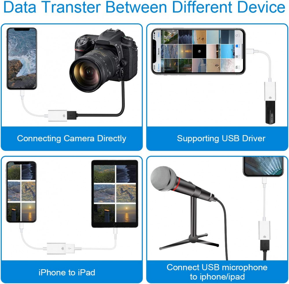 Lightning to USB Camera Adapter Female OTG Cable WHITE - Fresh Stock Dated February 2026